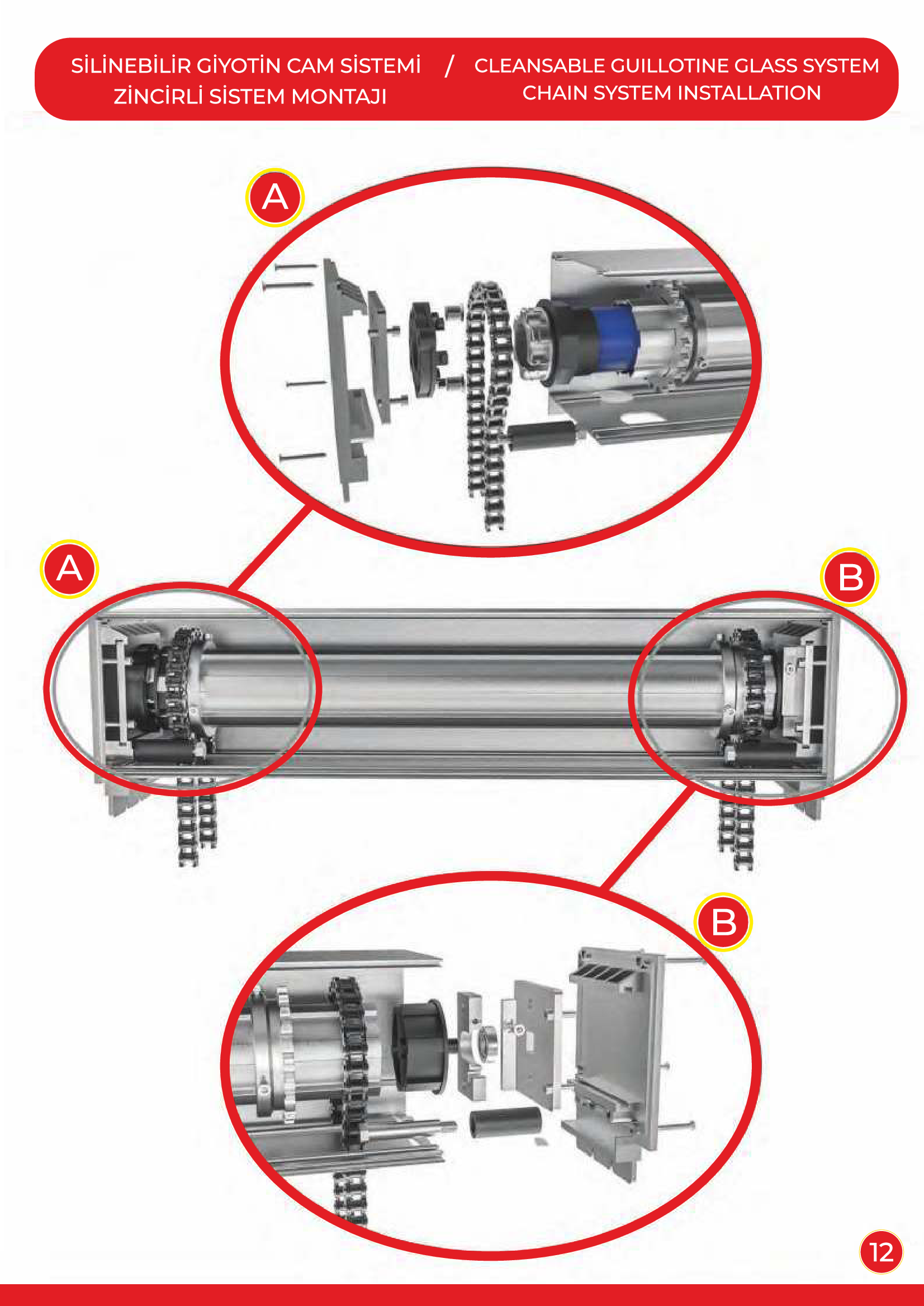 Silinebilir giyotin cam aksesuar 12